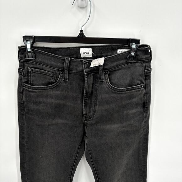 EDWIN NWT Elin Straight Long Black Denim Jean in Knight Rider // 00 (24) - Picture 6 of 14